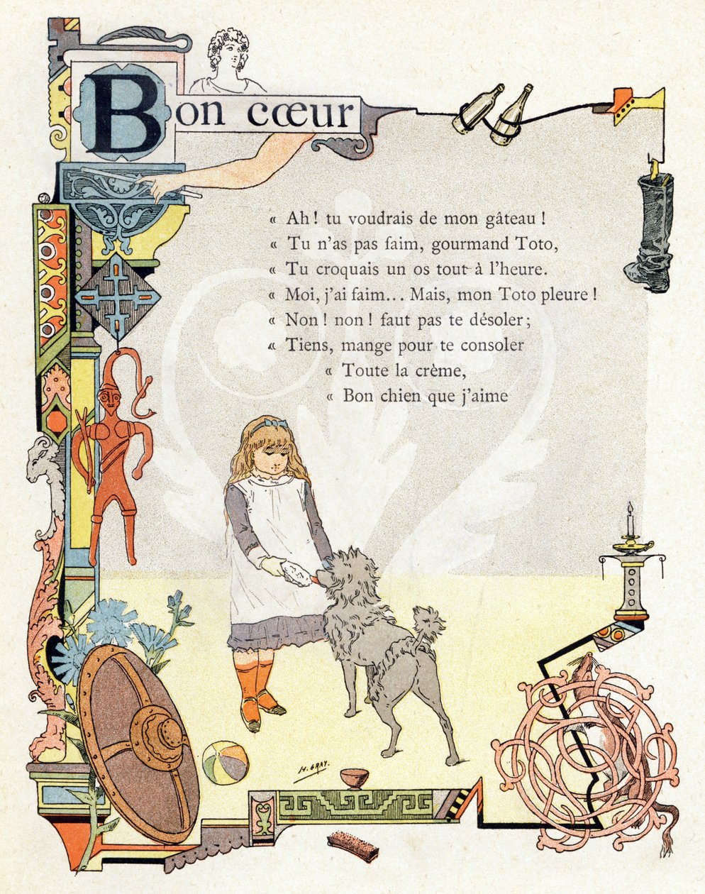 Illustration till "Alfabetet med goda exempel", ca 1890 (gravyr) av Henri (1858 1924) Gray