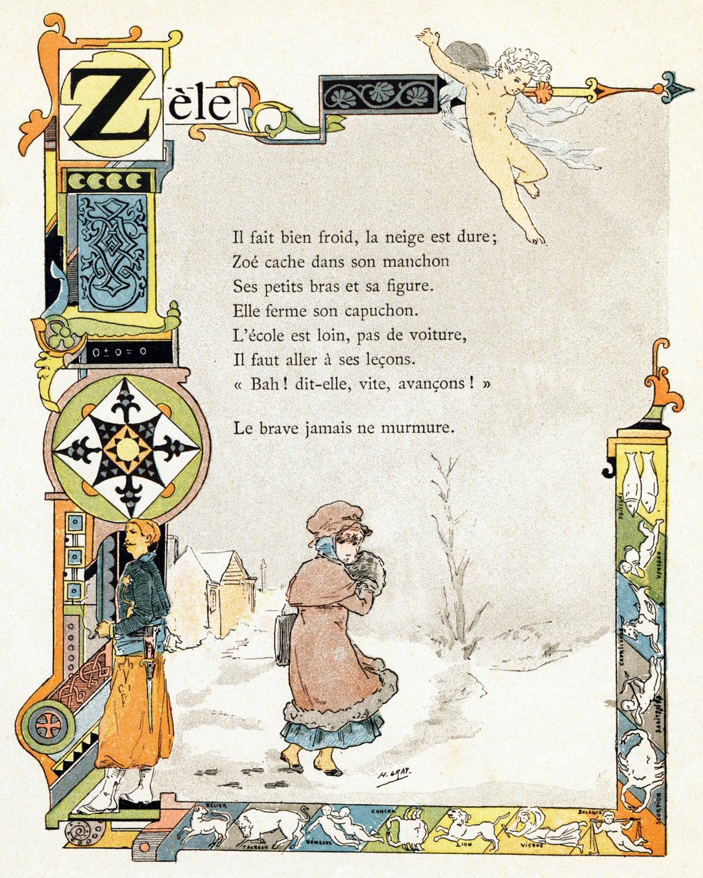 Illustration till "Alfabetet med goda exempel", ca 1890 (gravyr) av Henri (1858 1924) Gray