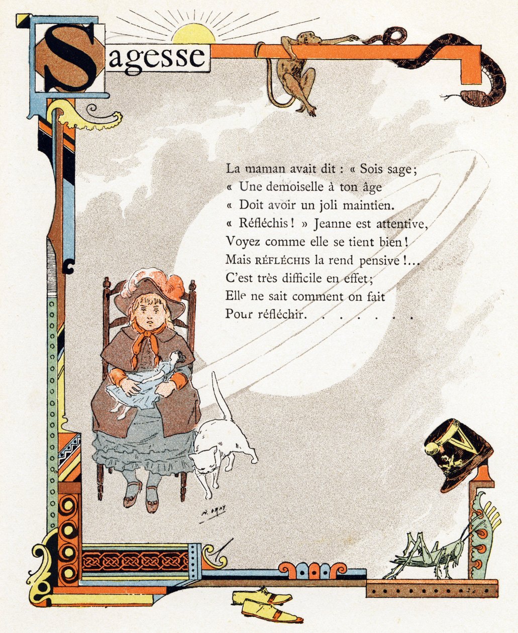 Illustration till "Alfabetet med goda exempel", ca 1890 (gravyr) av Henri (1858 1924) Gray