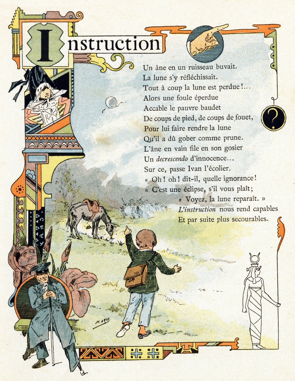 Illustration till "Alfabetet med goda exempel", ca 1890 (gravyr) av Henri (1858 1924) Gray