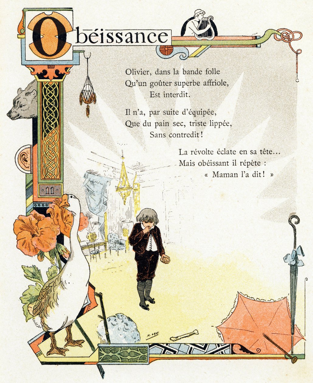 Illustration till "Alfabetet med goda exempel", ca 1890 (gravyr) av Henri (1858 1924) Gray