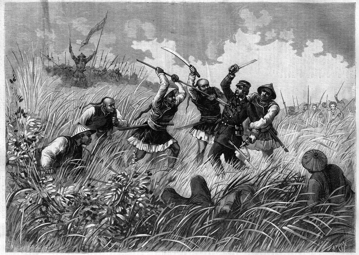 Conquete du Tonkin (nuvarande Vietnam) - Commander Henri Rivieres (1827-1883) död, 19 maj av Henri (after) Meyer