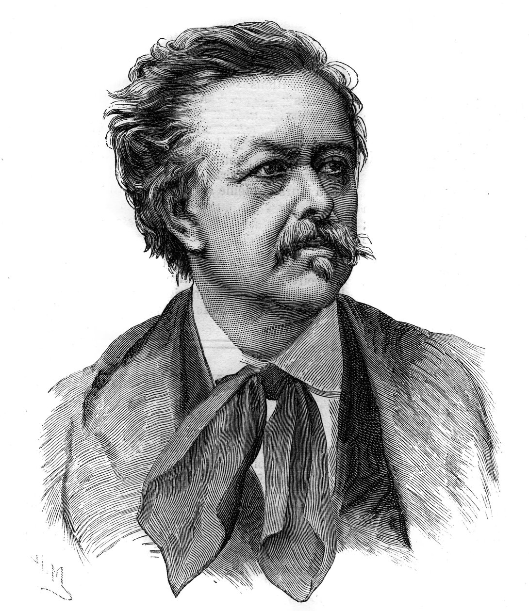 Porträtt av Emile Gigault de La Bedolliere (1812-1883) fransk författare, journalist och översättare - gravyr efter teckningen av Henri Meyer av Henri (after) Meyer