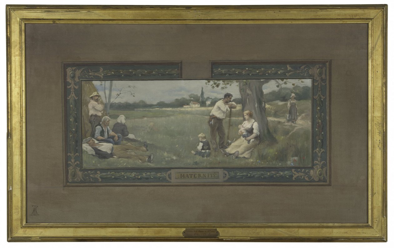 Skiss för vigselrummet i 14:e distriktets rådhus: Moderskap, år 1889 (olja på duk) av Henri Adrien Tanoux