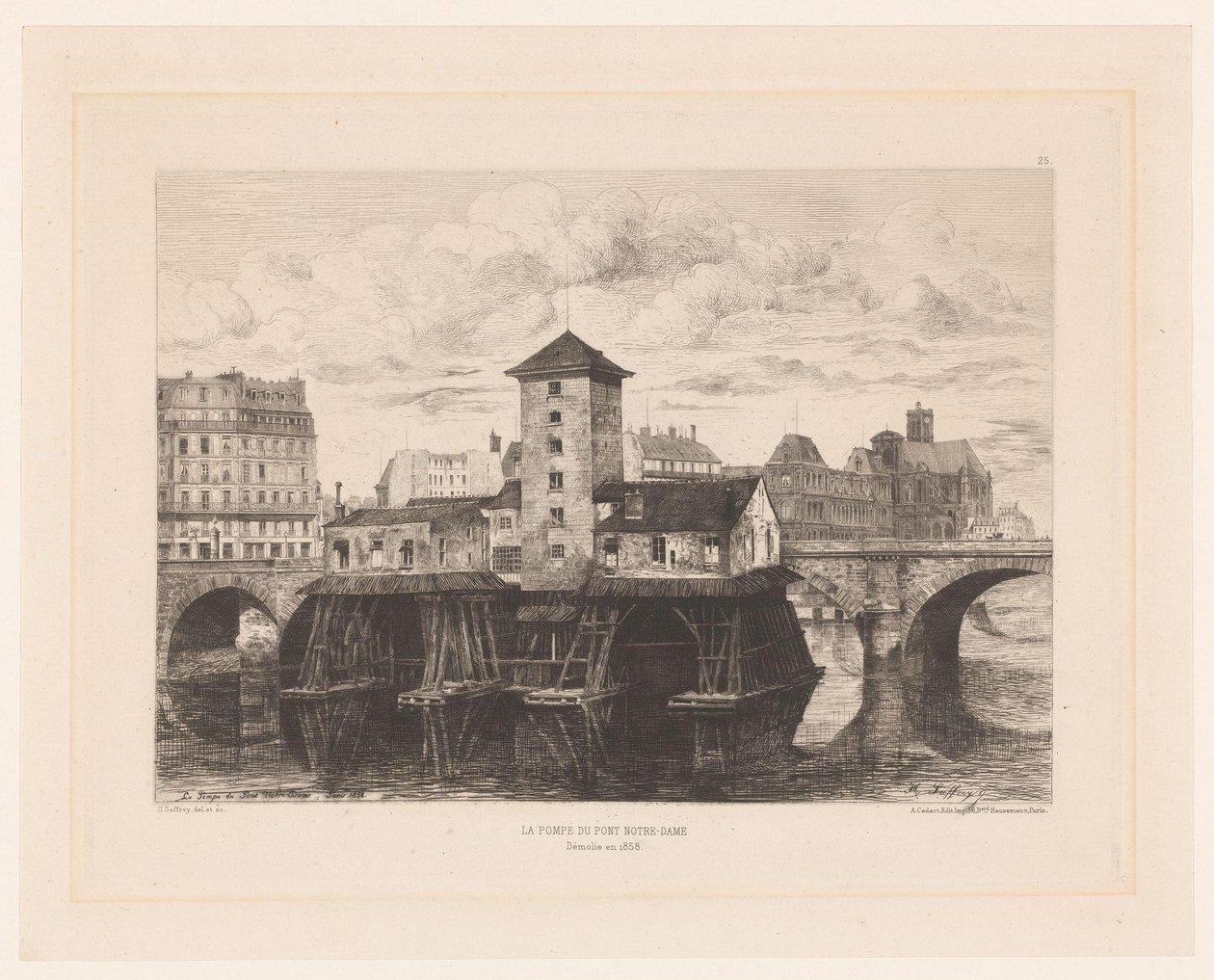 Utsikt över Pont Notre-Dame Pont Notre Dame-pumpen (titel på objekt) L