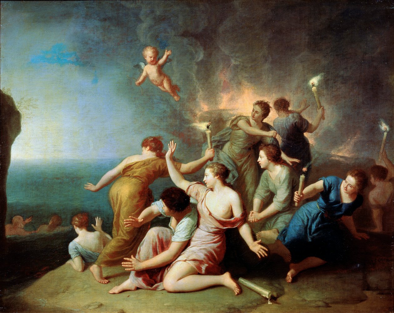 "Nymfer som bränner Telemachos skepp", 1746 av Henri Antoine de Favannes