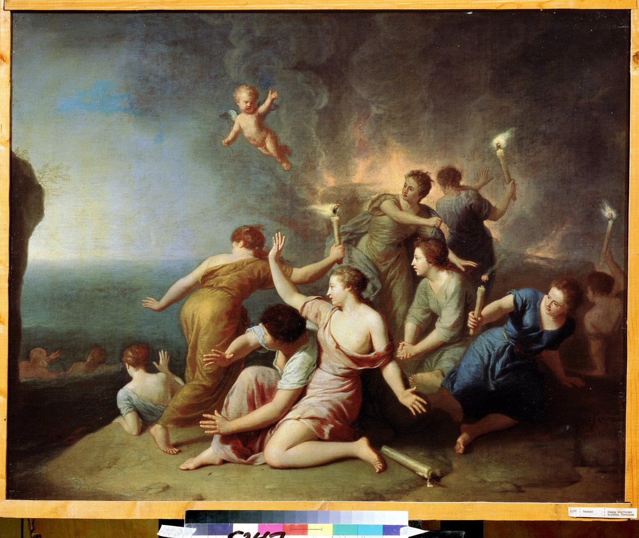 Homeros Odyssey: ""Nymferna som bränner Telemachos skepp"" (Nymfer som bränner Telemachos skepp) Målning av Henri Antoine de Favannes (1668-1752) 1746 Pushkin Museum Moskva av Henri Antoine de Favannes