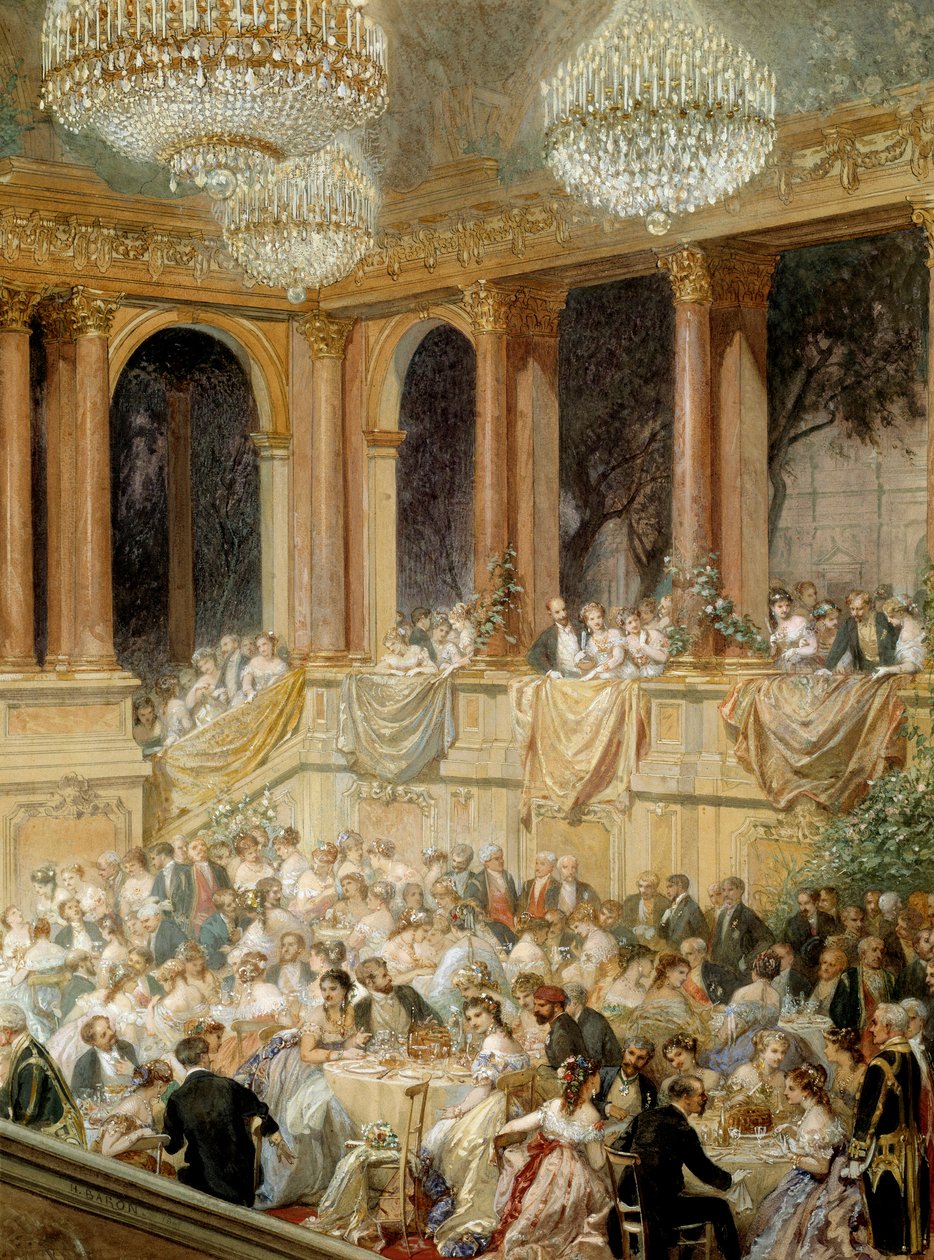Mottagning ger till tuilerierna av Napoleon III. Akvarell av Henri Baron (1816-1885) av Henri Baron