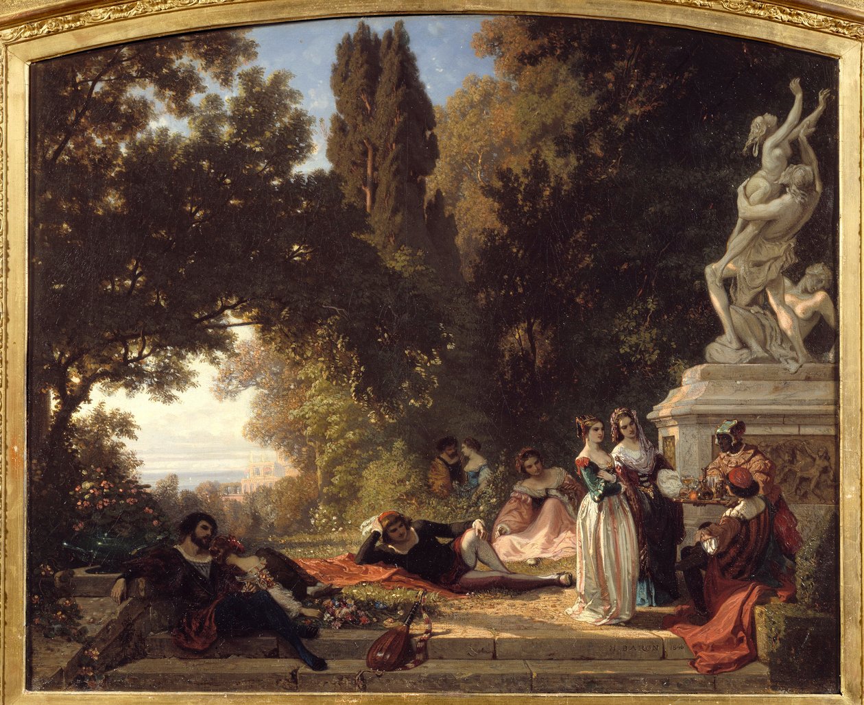 Sommarkväll i Italien. Målning av Henri Baron (1816-1885) av Henri Baron