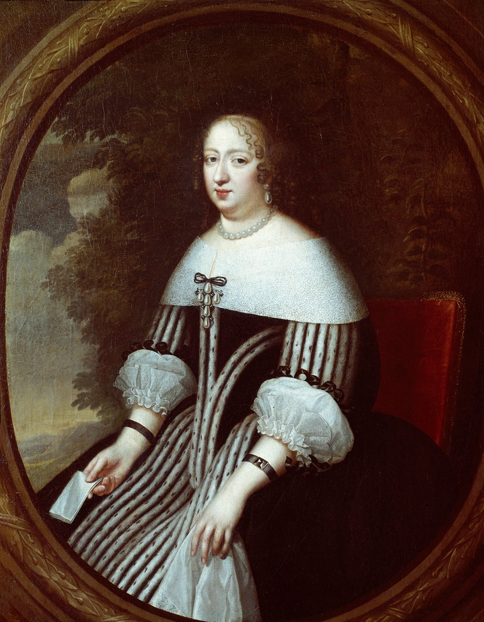 Porträtt av Anne av Österrike (1601-1666) regente i änkaklänning Målning av Charles Beaubrun (1604-1692) och Henri Beaubrun (1603-1677) 1600-talets sön. 1,8x1 m Versailles, musee du chateau av Henri Beaubrun