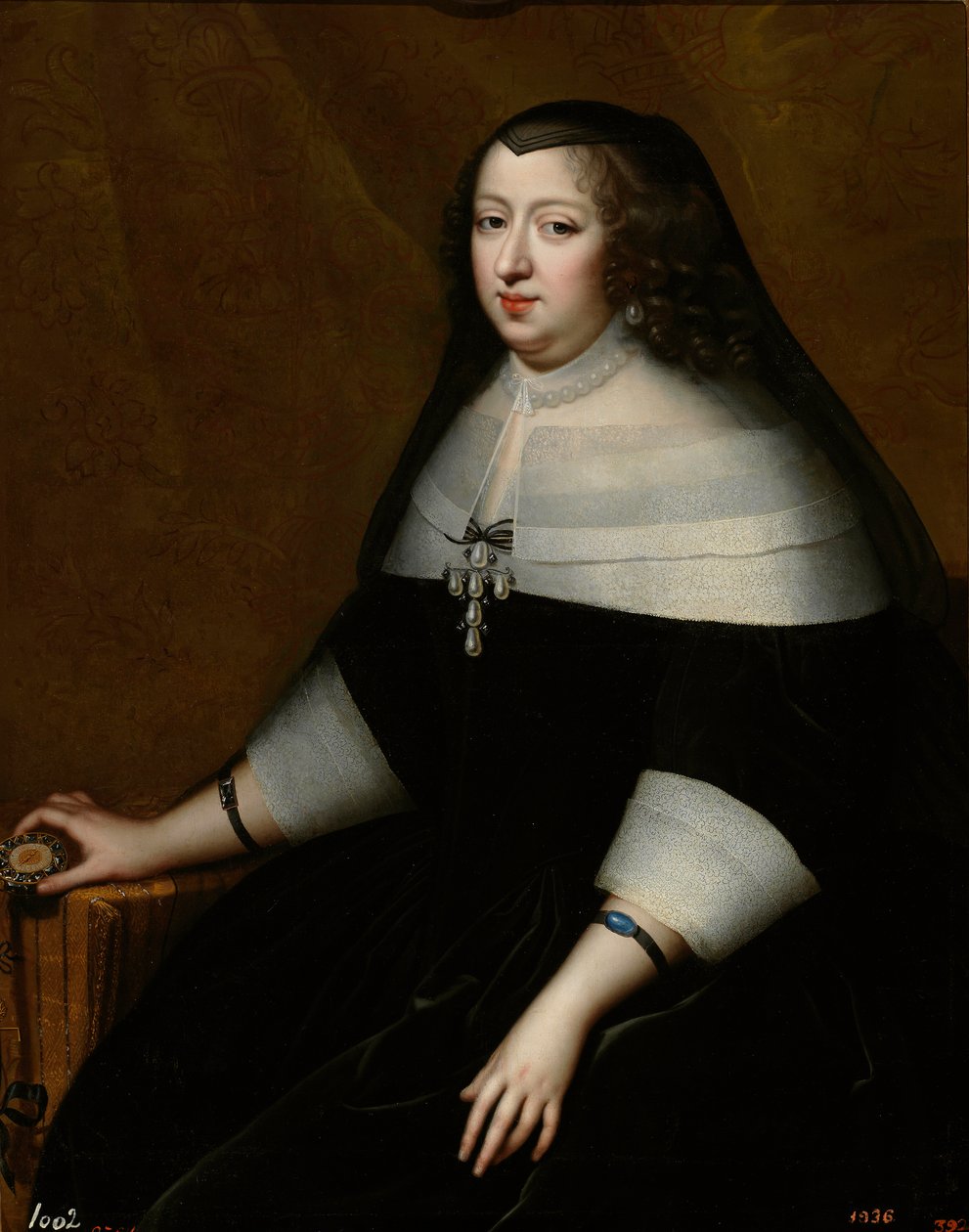 Porträtt av Anne av Österrike (Österrike) (1601-1666) - av Henri Beaubrun (1603-1677), ca 1659 - Olja på duk av Henri Beaubrun