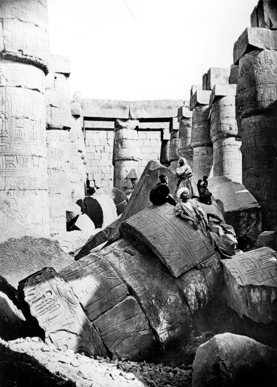 Tempelinteriör, Karnak, Nubia, Egypten, 1887 av Georges Henri Bechard