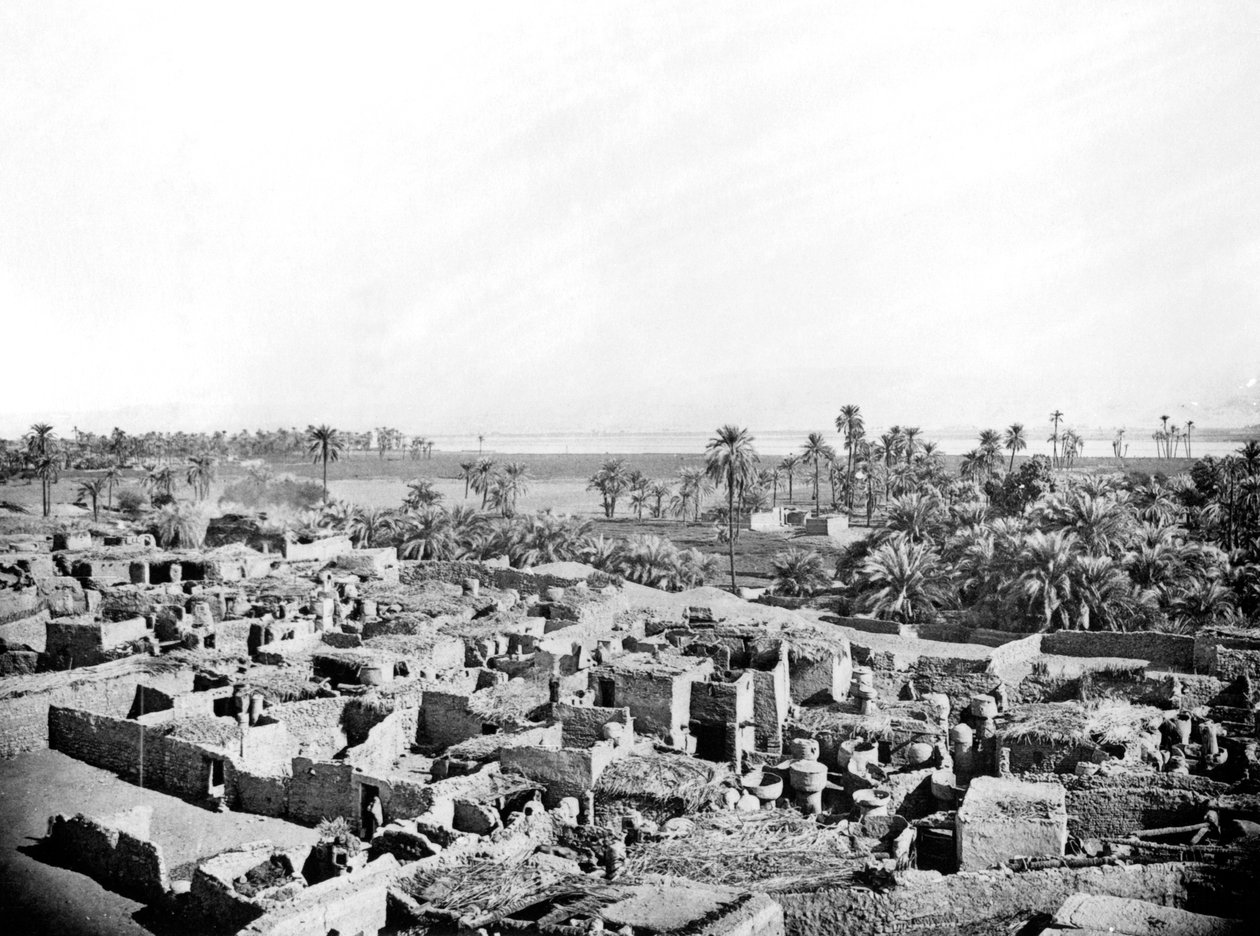 Byn i Karnak, Nubia, Egypten, 1887 av Georges Henri Bechard