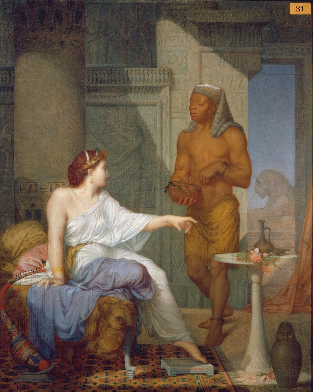 Cleopatra och hennes slav (olja på duk) av Henri Blaise Francois Dejussieu