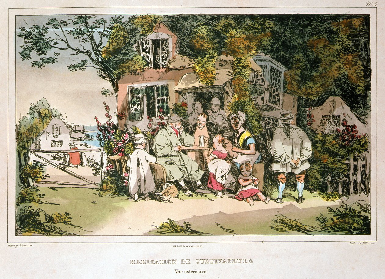 Bondehus vid Monnier, deb. 1800-talet av Henri Bonaventure Monnier