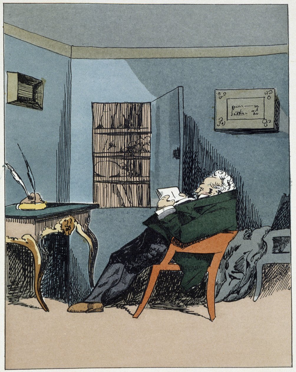 Kontorschef - i "" Administrativa seder"" av Henri Monnier av Henri Bonaventure Monnier