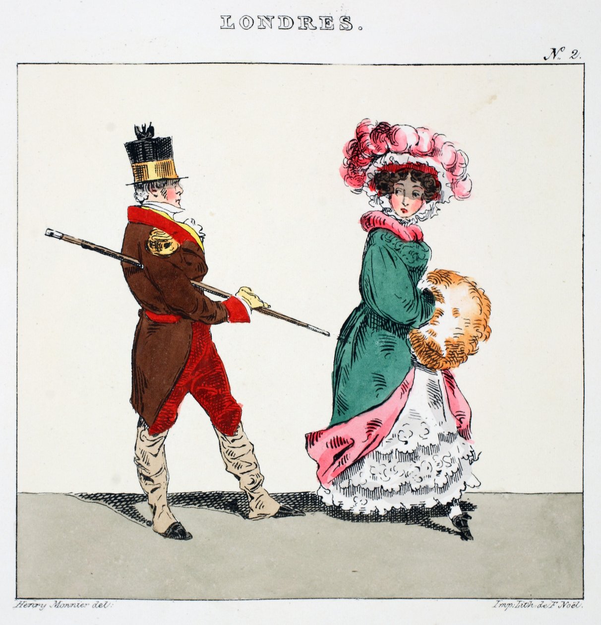 Illustration från "Londres" av Henri Monnier, pub. Paris, ca 1828 (handfärgad litho) av Henri Bonaventure Monnier