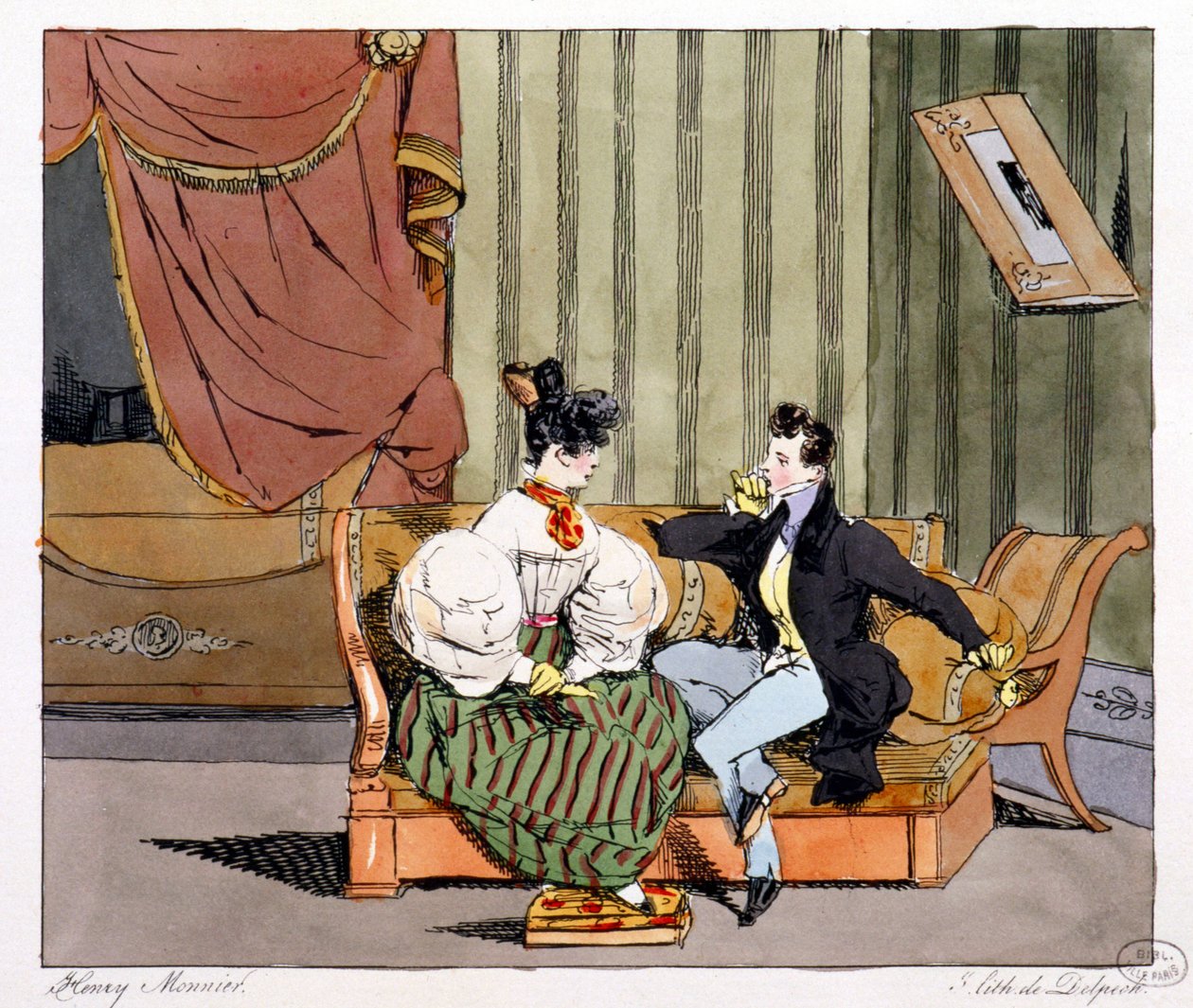 Studiekomplementet - i "" Förr och idag" av Henri Monnier, red. Delpech, Paris av Henri Bonaventure Monnier