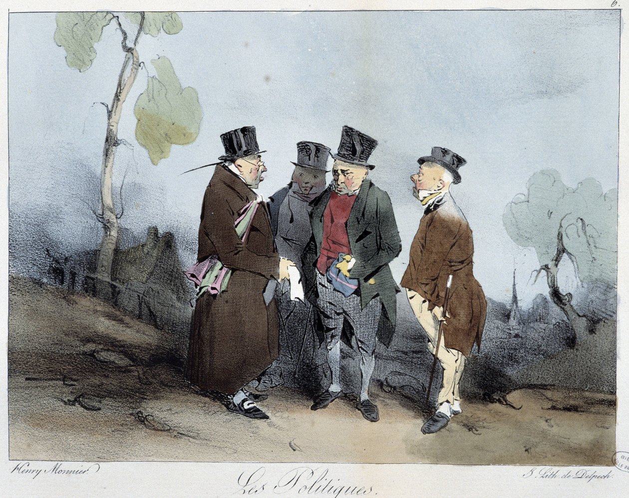 Politik - i "" Sketches of Paris" av Henri Monnier, red. Delpech, Paris av Henri Bonaventure Monnier