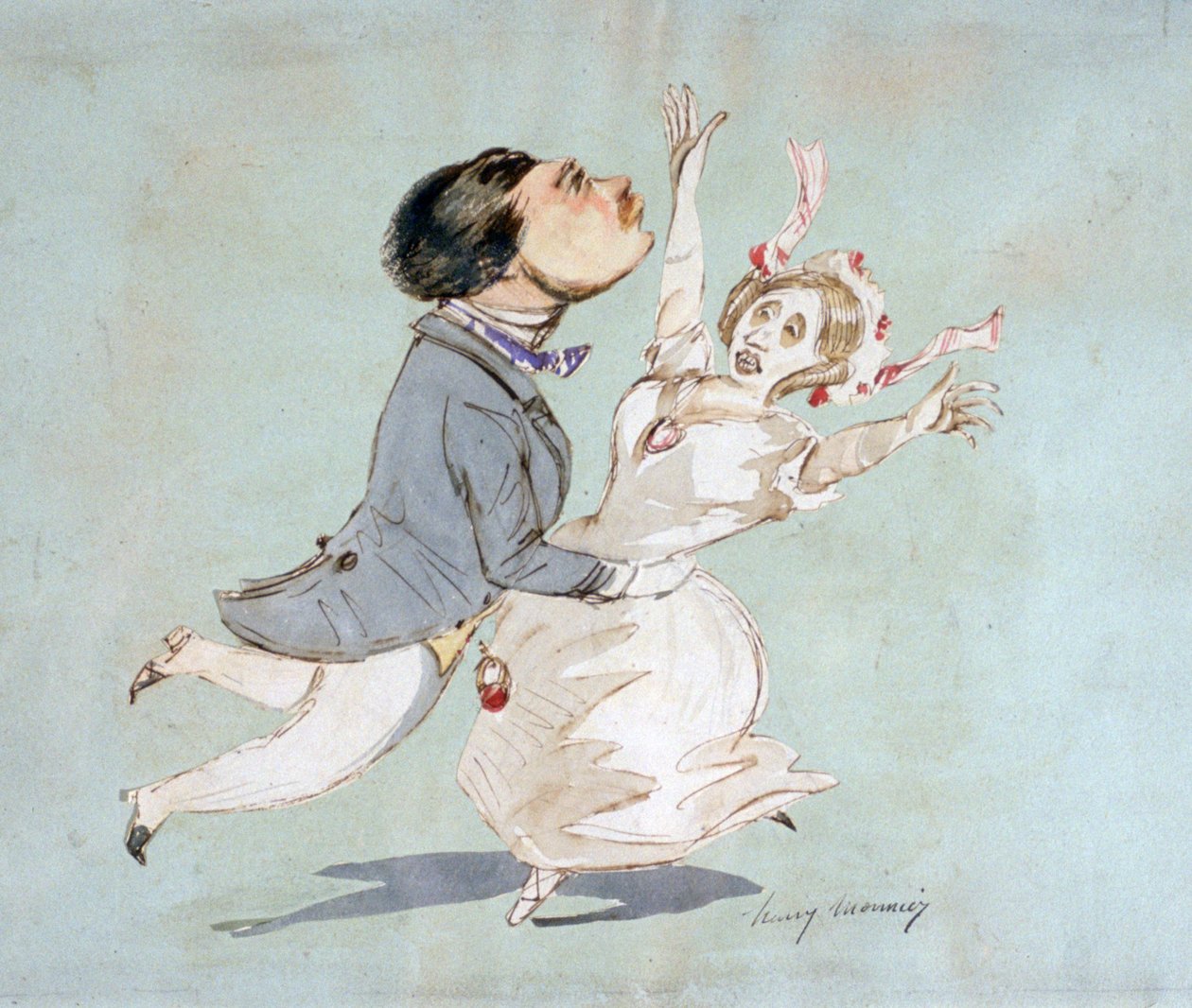 Paret". Akvarell av Henri Monnier (1805-1877) fransk serietecknare. av Henri Bonaventure Monnier
