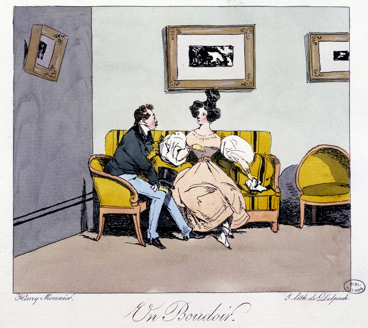 En boudoir - i "" Förr och idag" av Henri Monnier, red. Delpech, Paris av Henri Bonaventure Monnier