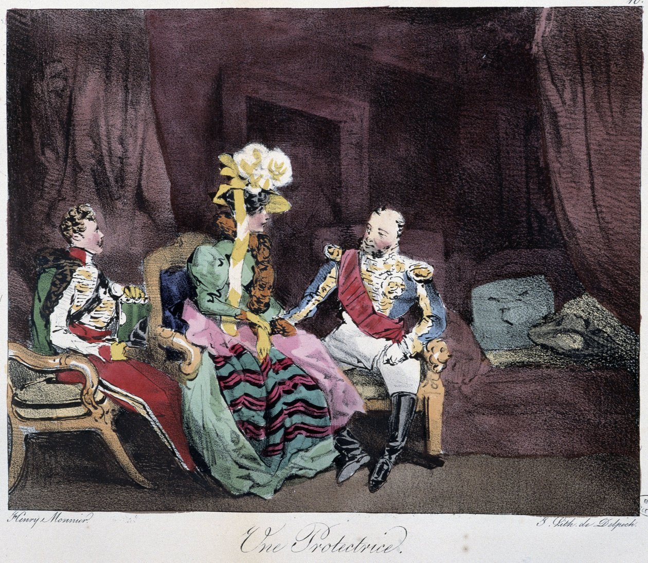 A Protector - i "" Parisian Sketches" av Henri Monnier, ed. Delpech, Paris av Henri Bonaventure Monnier