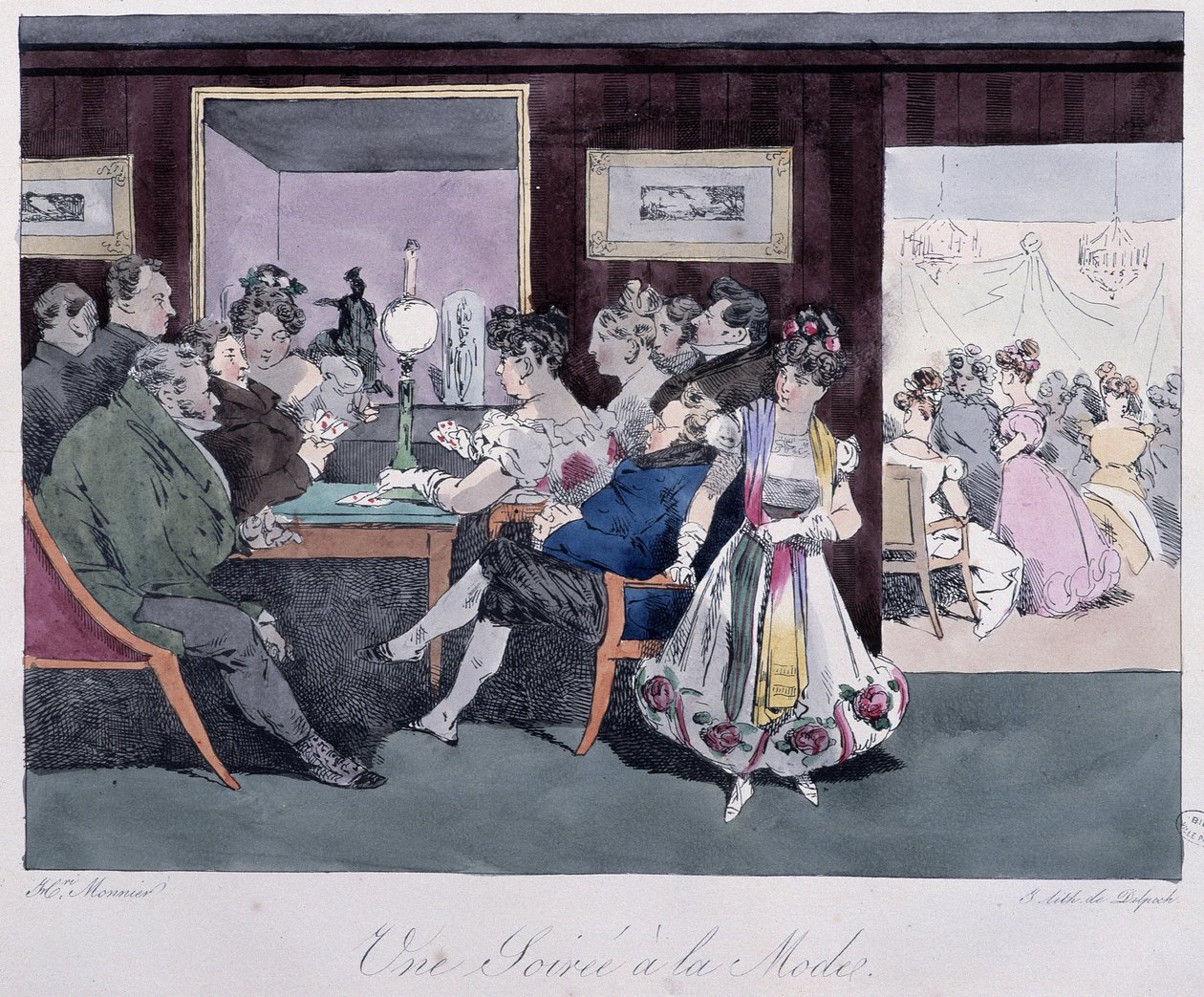En fashionabel kväll - i "" Parisian sketches" av Henri Monnier, red. Delpech, Paris av Henri Bonaventure Monnier