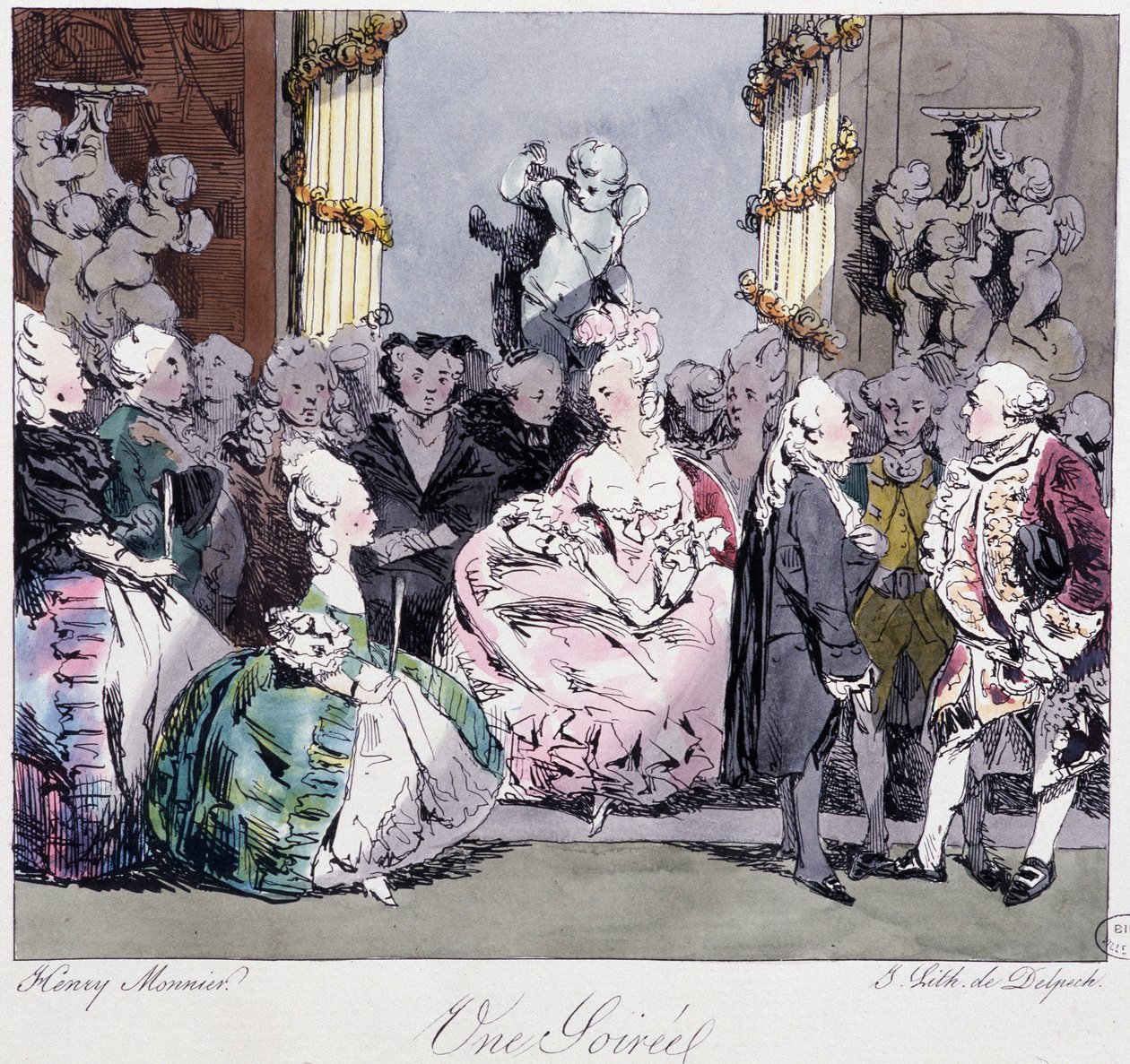Une soiree (1700-talet) - i "" Förr och idag" av Henri Monnier, red. Delpech av Henri Bonaventure Monnier