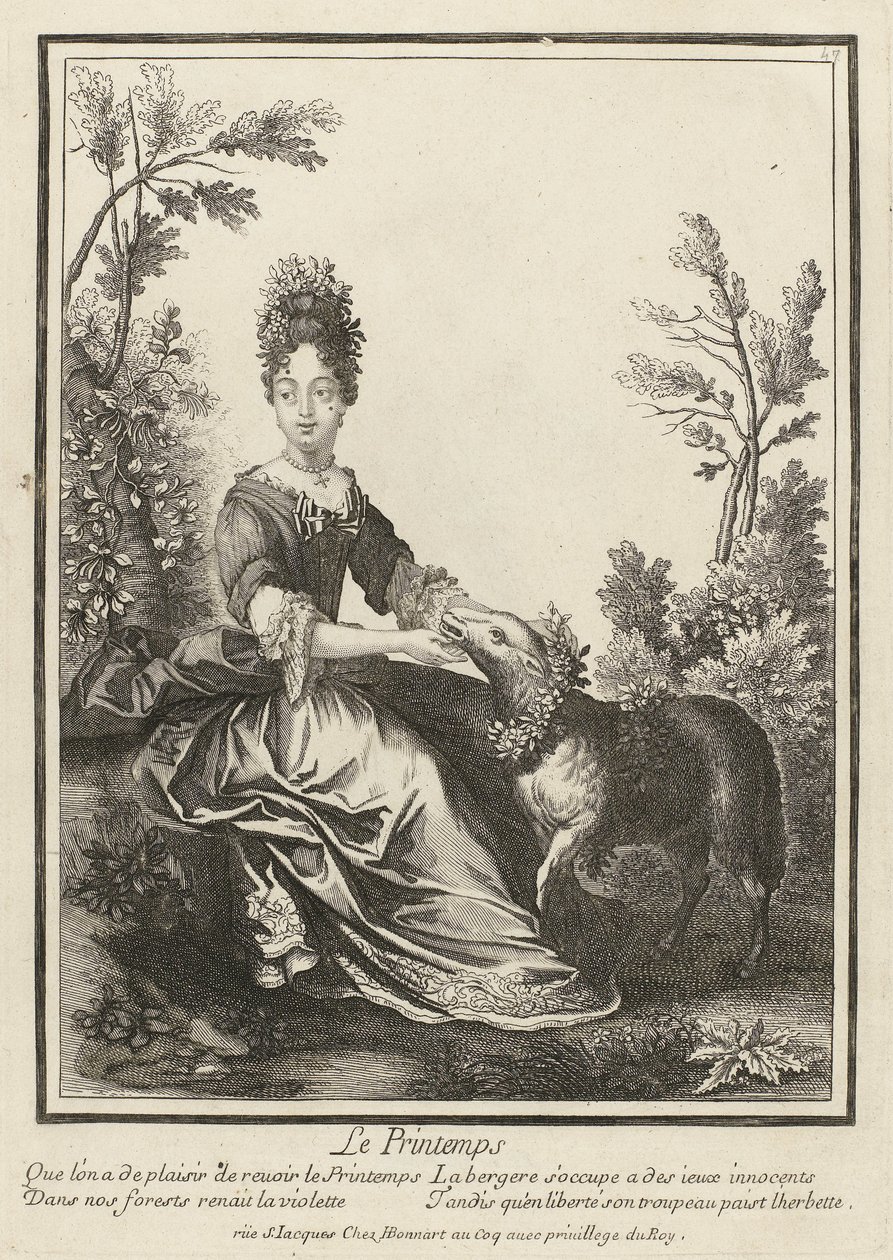 Vår Le Printemps (titel på objekt) Personifieringar av de fyra säsongerna (serietitel) av Henri Bonnart (possibly)