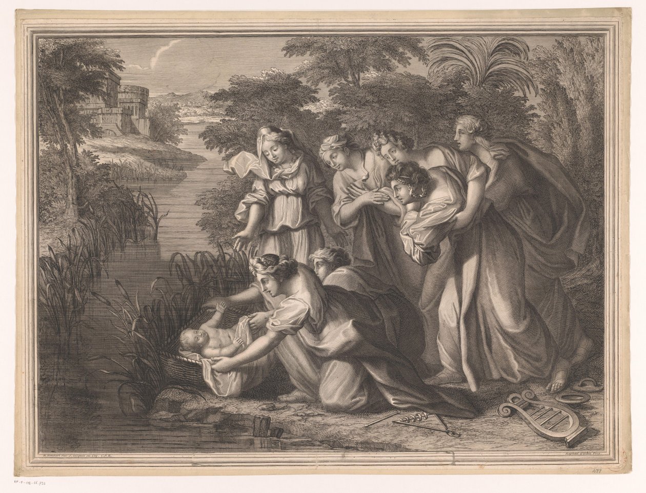 Moses hittas av faraos dotter av Henri Bonnart
