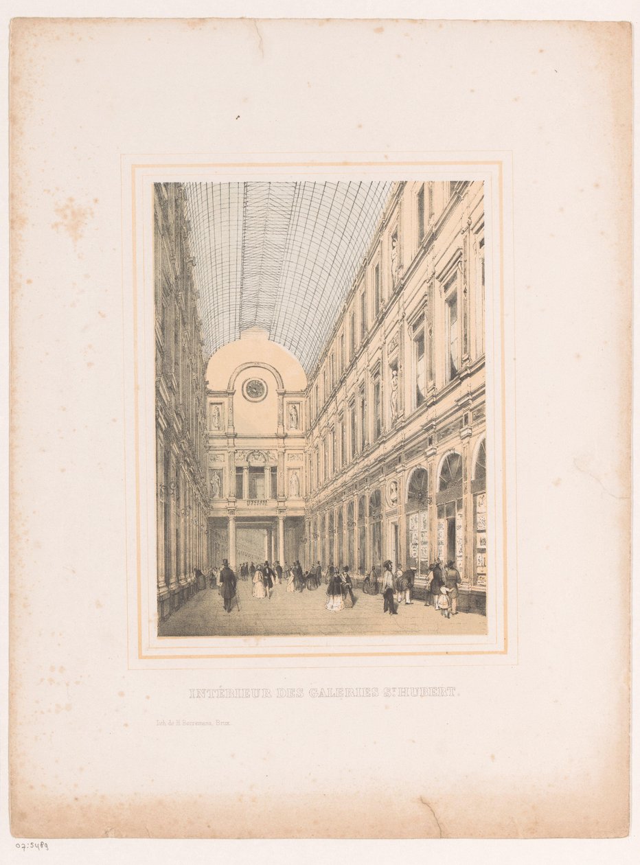 Interiör av Royal Galleries Saint-Hubert i Bryssel Intérieur des galeries St. Hubert (titel på objekt) av Henri Borremans (attributed to)