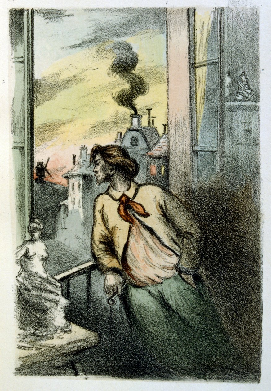 Illustration av Henri Boutet, för "Francines muff" (Le Manchon de Francine) av Louis-Henri Murger, även känd som Henri Murger; (1822-1861), fransk författare och poet. av Henri Boutet
