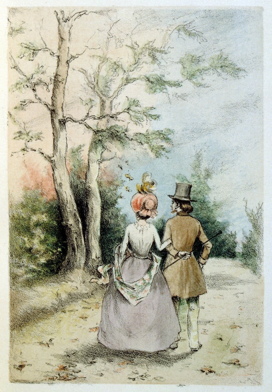 Illustration av Henri Boutet, för "Francines muff" (Le Manchon de Francine) av Louis-Henri Murger, även känd som Henri Murger; (1822-1861), fransk romanförfattare och poet. av Henri Boutet