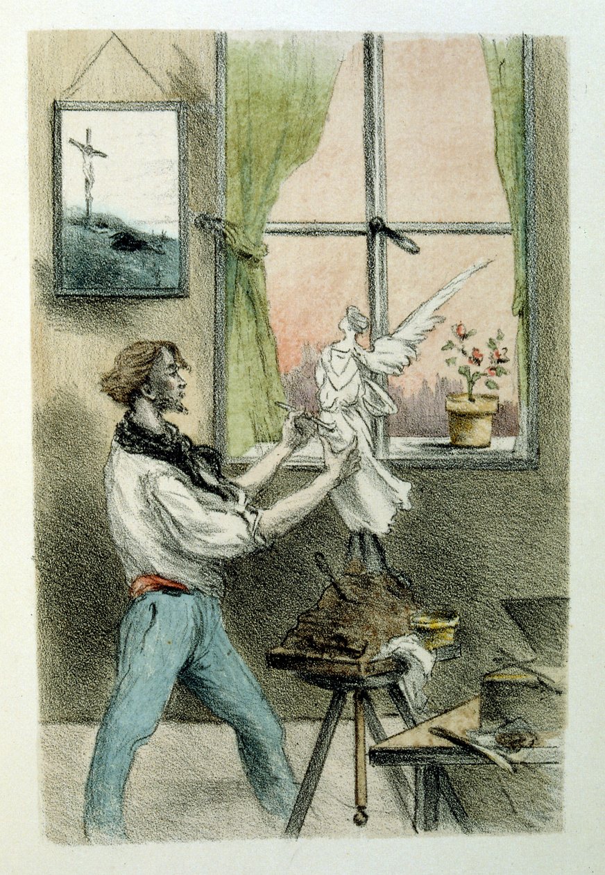 Illustration av Henri Boutet, för "Francines muff" (Le Manchon de Francine) av Louis-Henri Murger, även känd som Henri Murger; (1822-1861), fransk romanförfattare och poet. av Henri Boutet