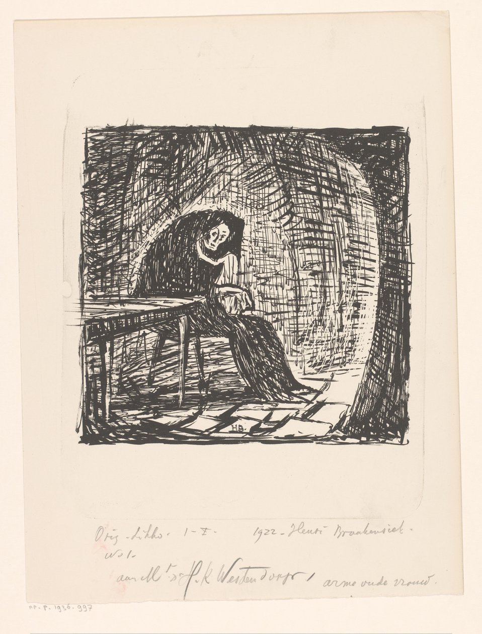 Stackars gammal kvinna (originaltitel på objektet) av Henri Braakensiek (signed by artist)