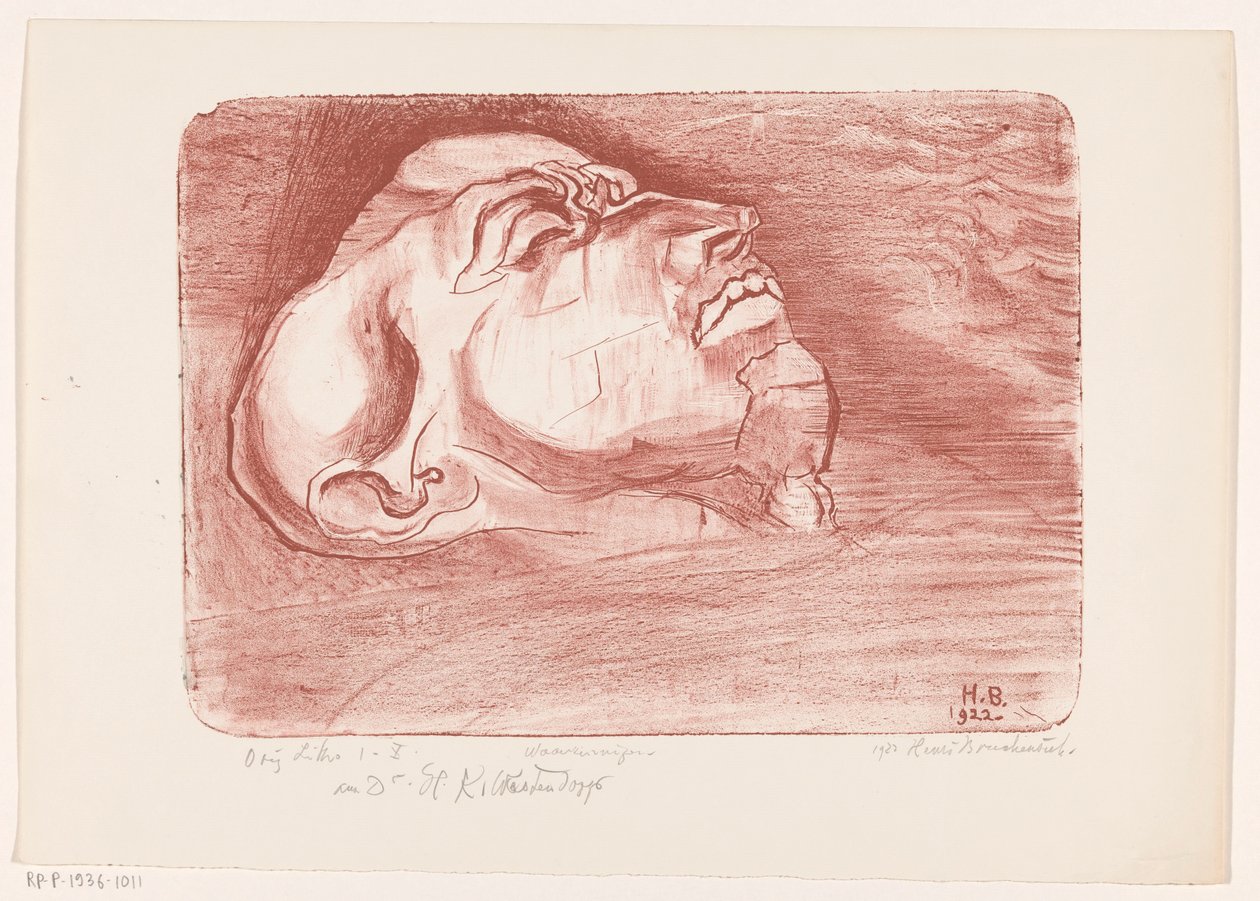 Liggande figur med slutna ögon Madmen (original serietitel på objekt) av Henri Braakensiek (signed by artist)