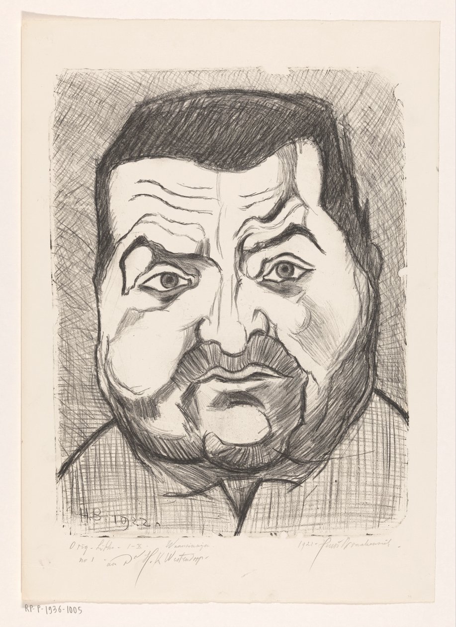 Porträtt av en okänd man Madmen (original serietitel på objekt) av Henri Braakensiek (signed by artist)