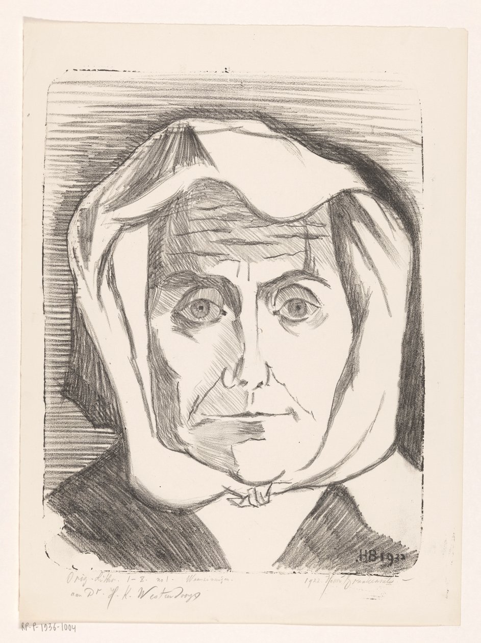 Porträtt av en okänd kvinna Insane (original serietitel på objekt) av Henri Braakensiek (signed by artist)