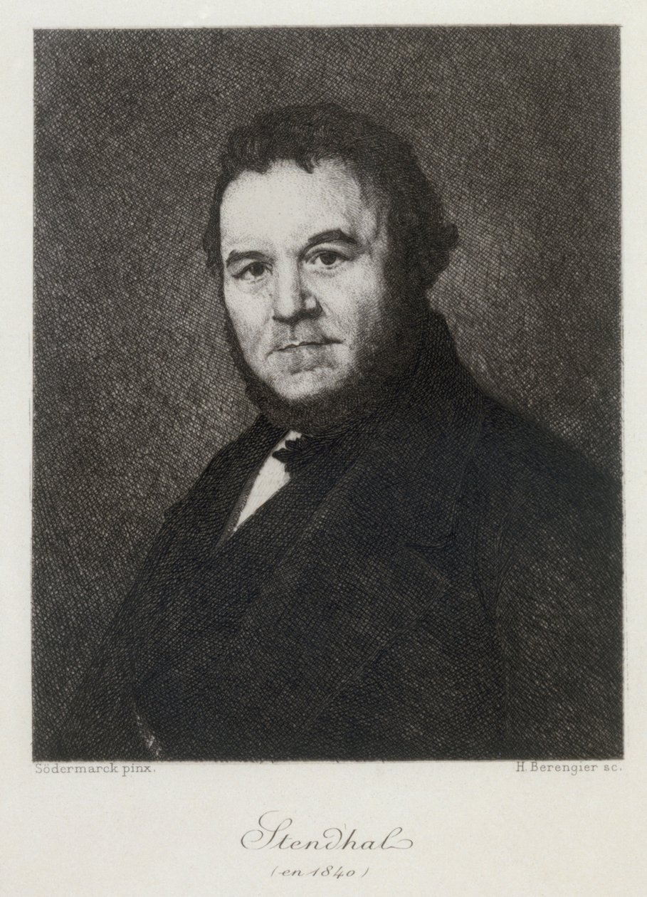 Porträtt av Marie-Henri Beyle, dit Stendhal 1783-1842 1840. av Henri Bérengier