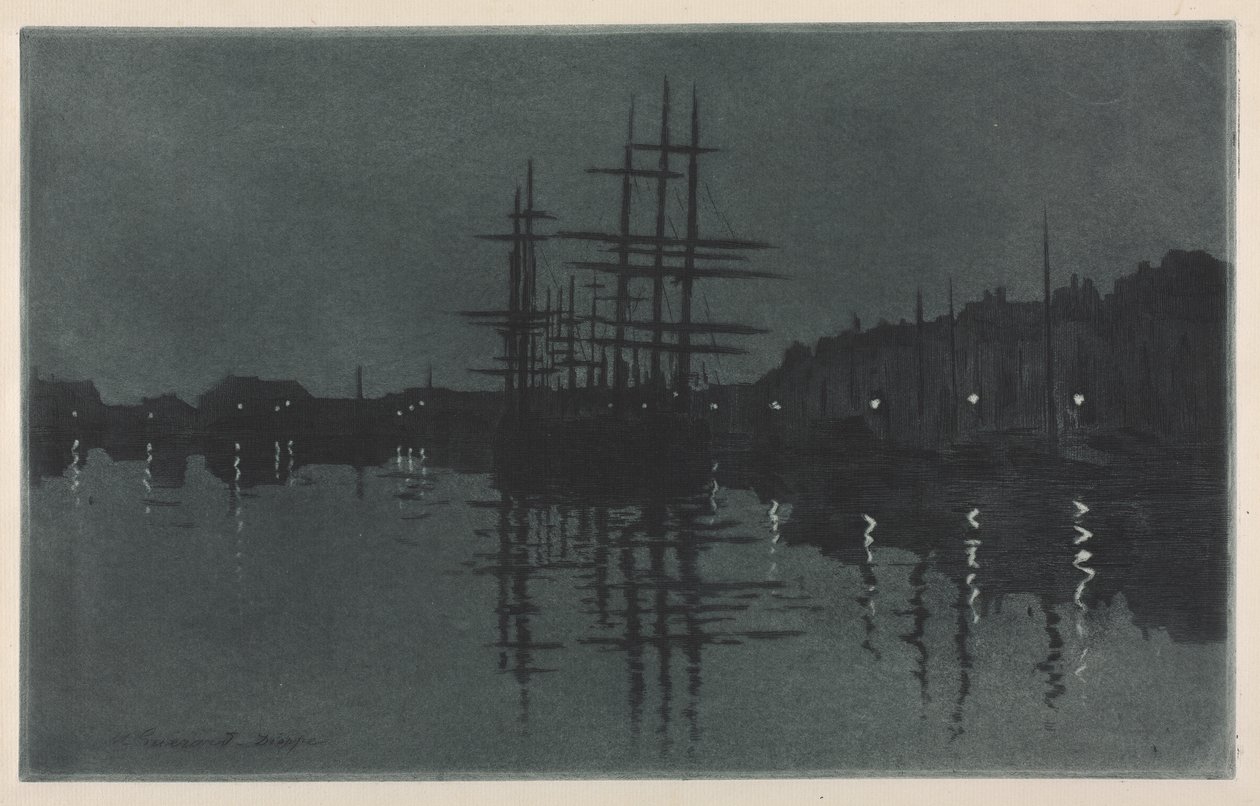 Effekten av månen vid Dieppe av Henri Charles Guérard