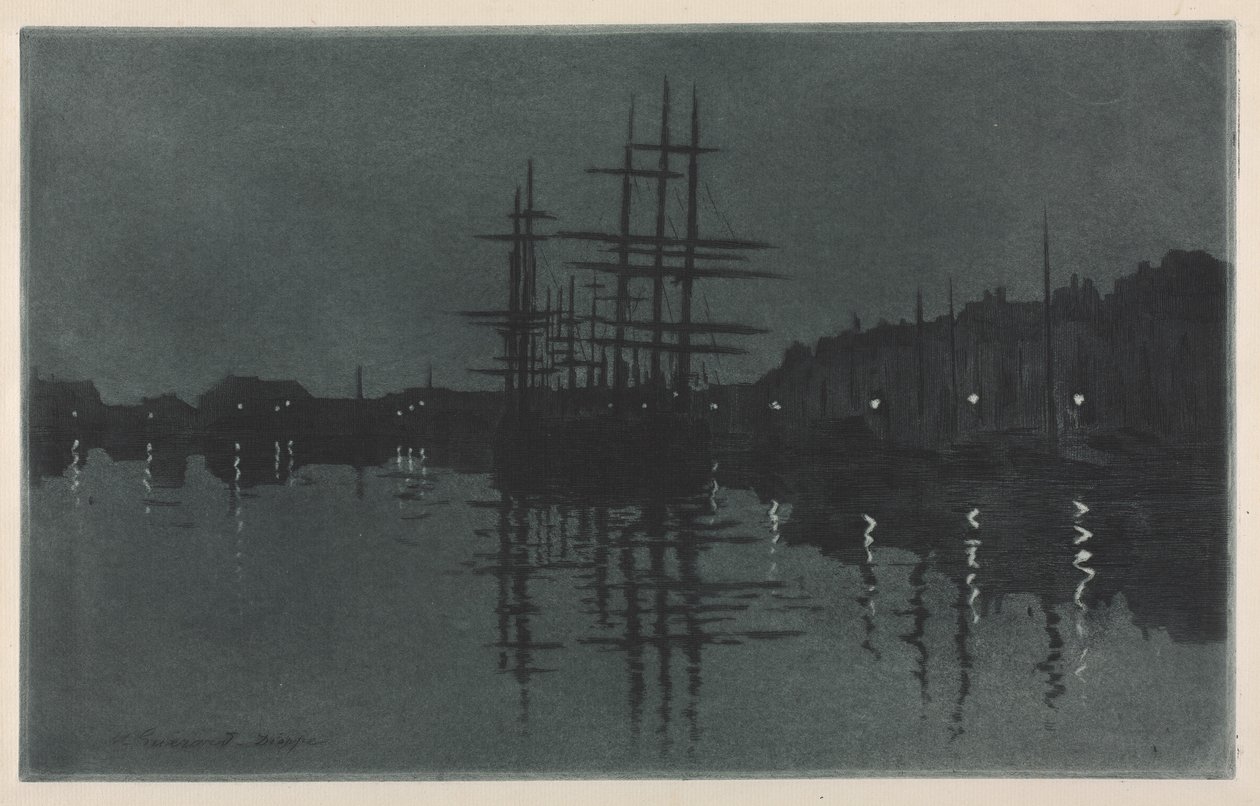 Effekten av månen vid Dieppe, ca. 1885. av Henri Charles Guérard