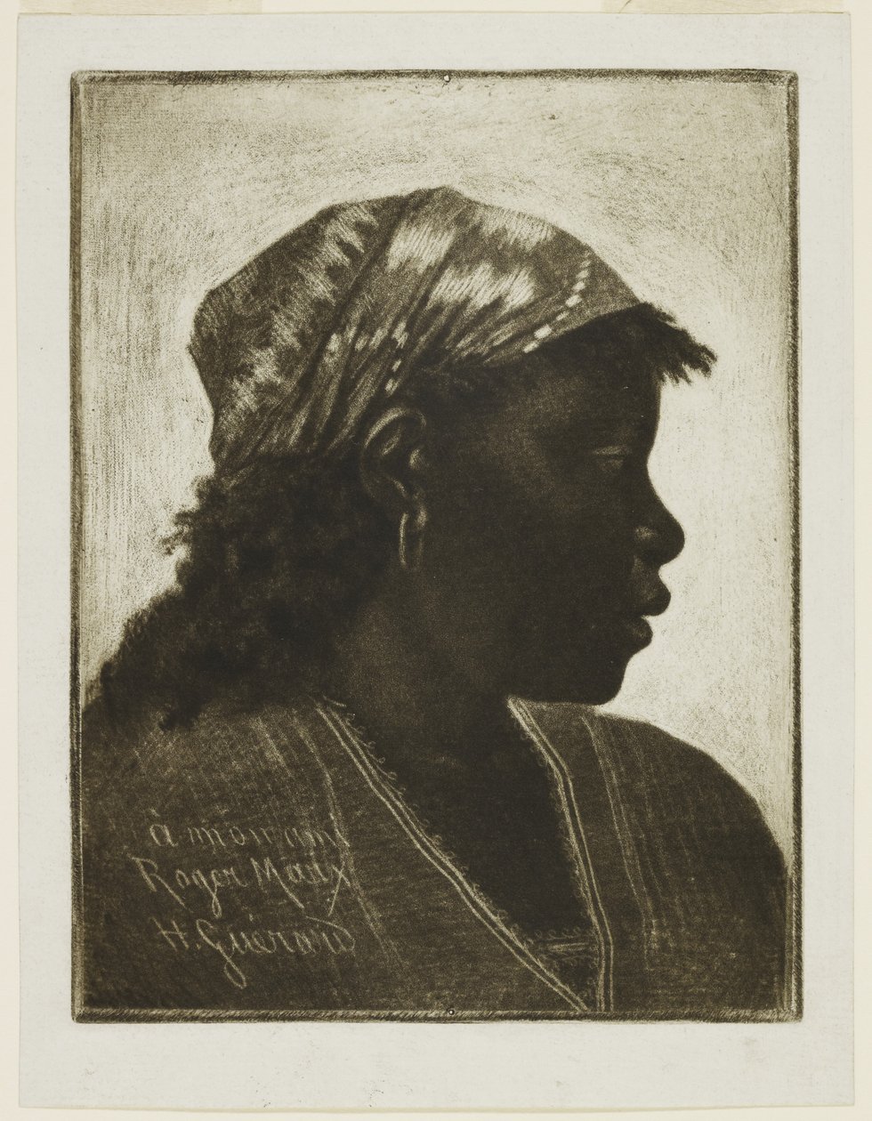 Head of Negress, ca 1888 (mezzotint) av Henri Charles Guérard