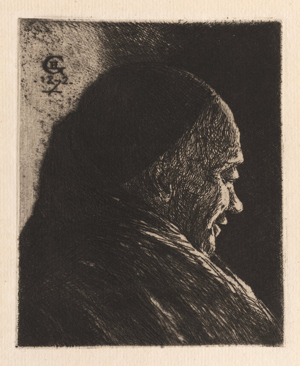 Chef för en gammal man, 1872. av Henri Charles Guérard