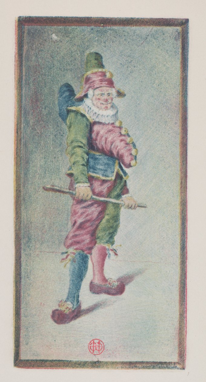Punchinello, tre fjärdedelar till höger av Henri Charles Guérard