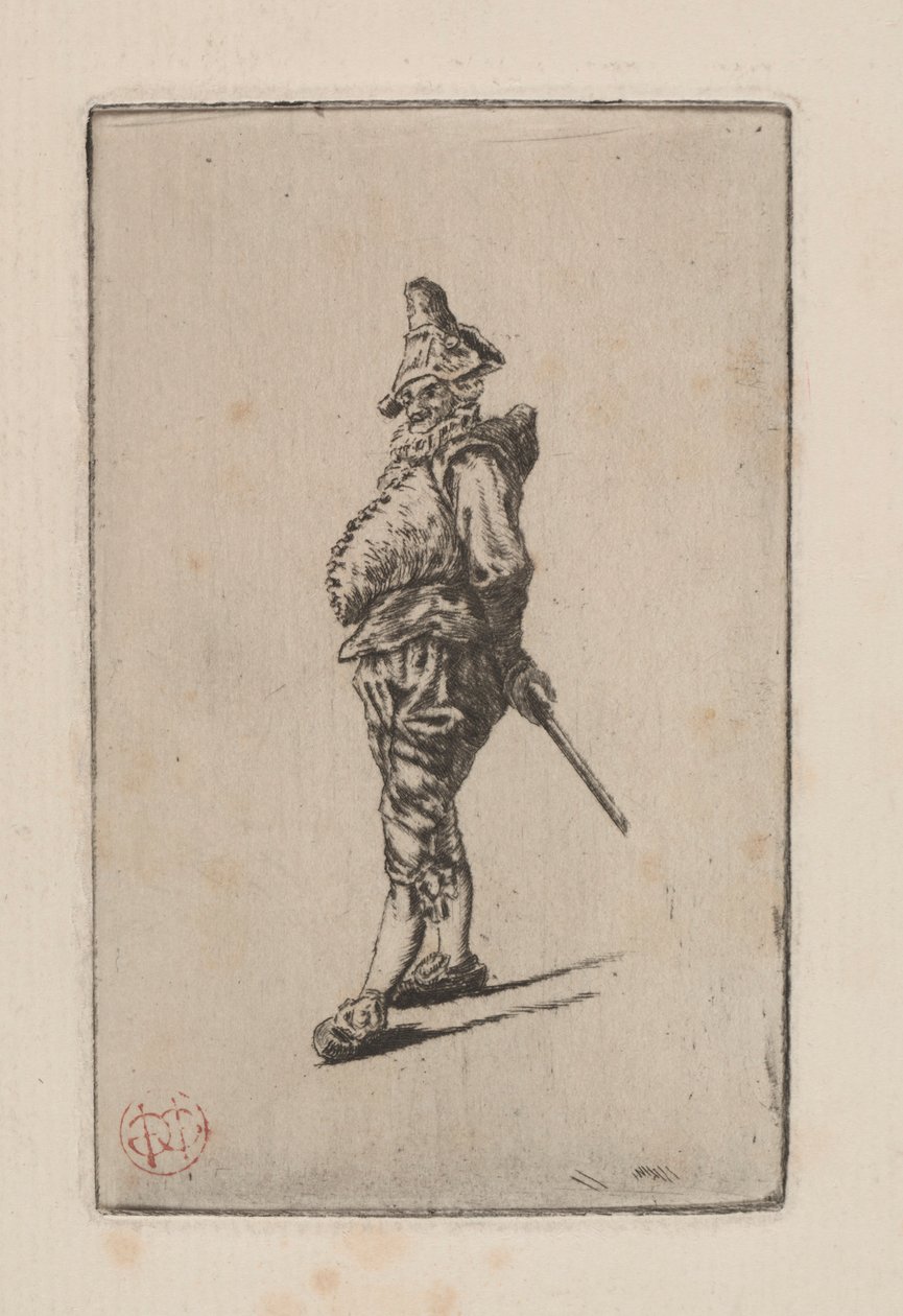Punchinello, efter Meissonier, 1876. av Henri-Charles Guérard