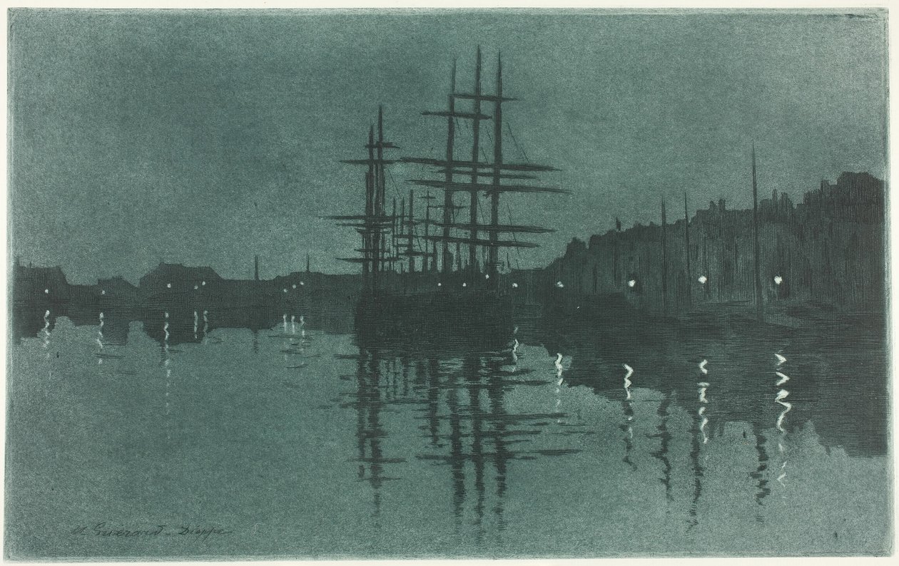 Bassängen vid Dieppe av Henri Charles Guérard