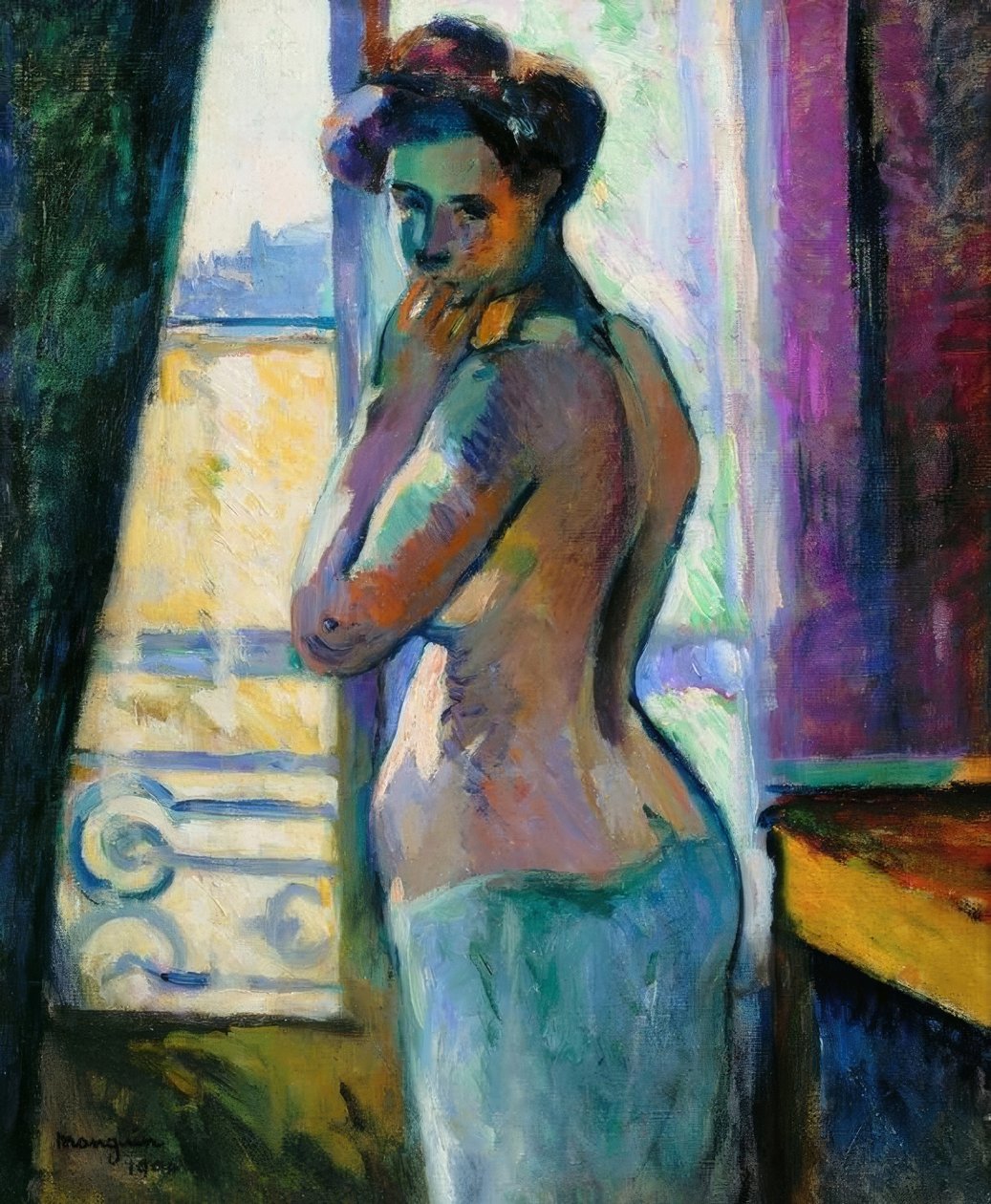 Framför fönstret, rue Boursault av Henri Charles Manguin