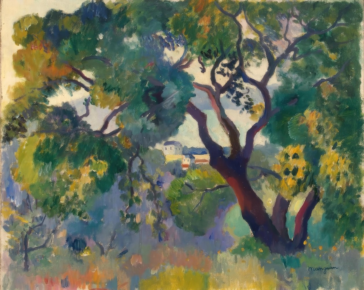 Landskap nära St Tropez av Henri Charles Manguin