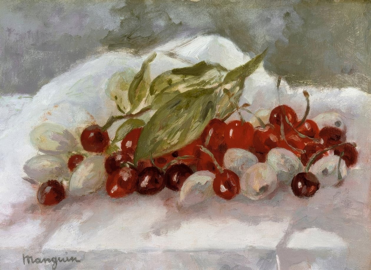 Stilleben: Körsbär och ananas av Henri Charles Manguin