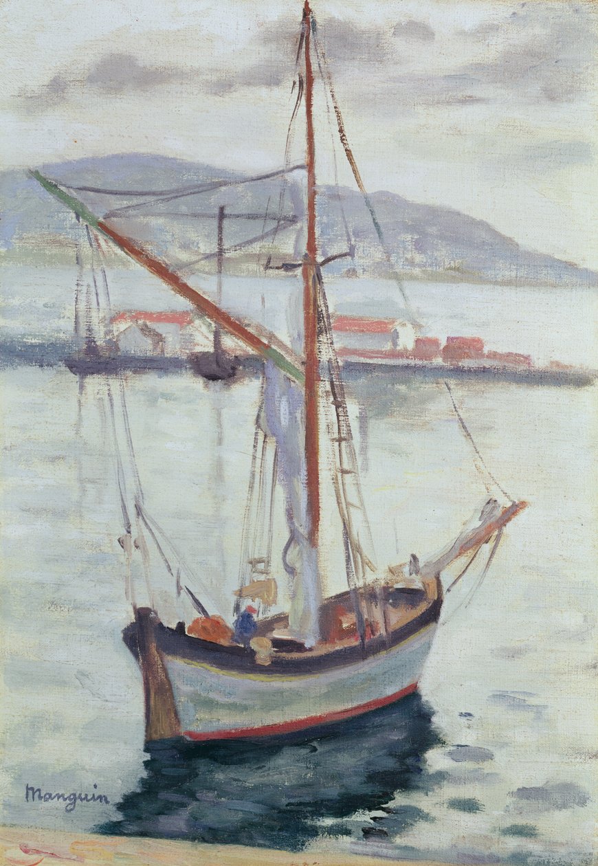 Yachts at Saint Tropez (olja på duk) av Henri Charles Manguin